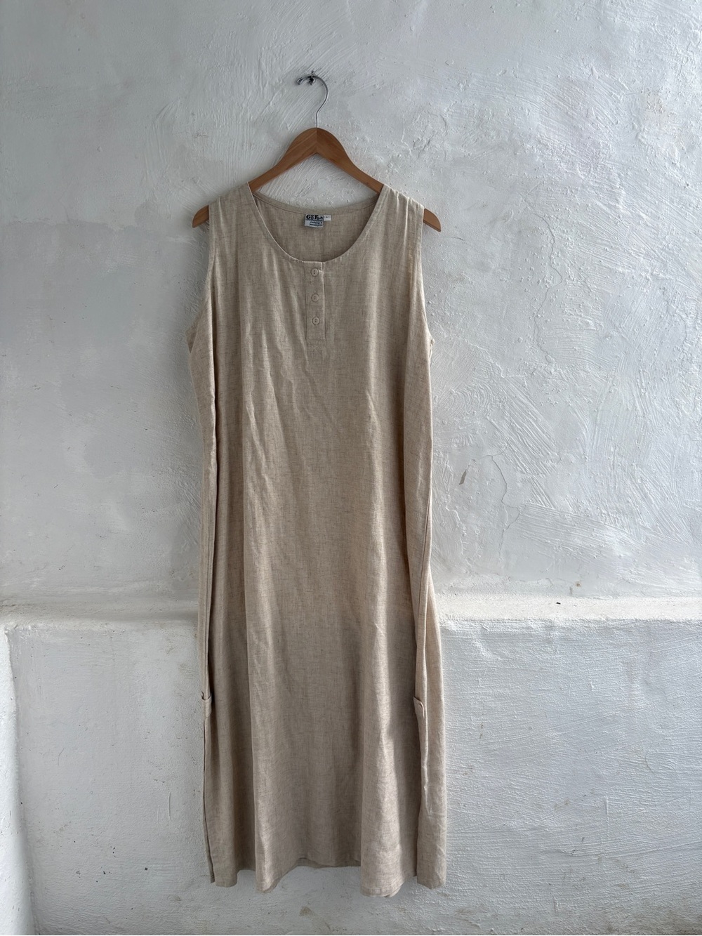 vintage Go Fish brand linen midi shift dress